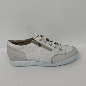 Munro Gabbie sneakers white comfort lace-up zipper leather fabric shoe women 9.5